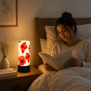 Red Floral Decorative Table Lamp LED Bedside <b>Night</b> <b>Light</b> Modern Accent Lamp for Bedroom Living Room Office Home Decor Gift - Product Image 4