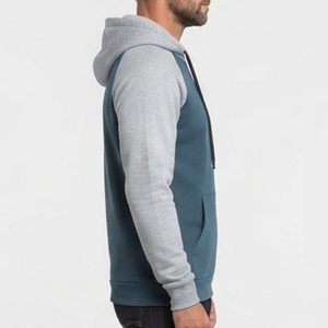เสื้อฮู้ดแขนราแกลนผู้ชายแบบใหม่ สีพื้น ผ้าฝ้ายเฟรนช์เทอร์รี่ สวมใส่สบายๆ ในฤดูใบไม้ร่วง มีกระเป๋า ดีไซน์เรียบง่าย ทรงปกติ - Product Image 3