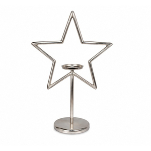 Support de bougie de Noël en bois avec base en métal argenté en forme de flocon de neige, pour centre de table, décoration d'hiver pour la maison - Product Image 3