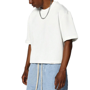 Men's Oversized <b>White</b> T-Shirt Short Sleeve O-Neck Cotton Jersey Casual Fit Solid Color Blank Streetwear <b>Tee</b> - Product Image 4