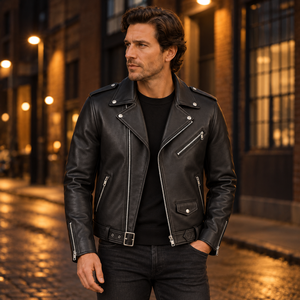 Blouson de moto en cuir personnalisé pour homme avec logo frontal, imperméable, à capuche, style vintage, vêtement d'extérieur d'hiver, haute qualité, fournisseur OEM ODM - Product Image 6
