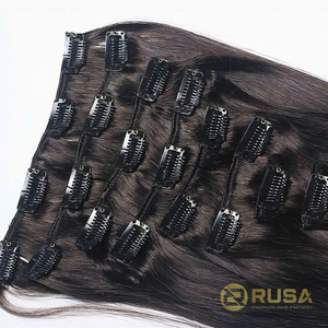 ผมต่อแบบคลิปอิน RUSA เวอร์จิ้นแท้จากเวียดนาม เรมี่ ซุปเปอร์ดับเบิ้ลดรอว์น สีน้ำตาล เย็บด้วยเครื่องจักรแบบดับเบิ้ลเวฟท์ ขนาด 10-34 นิ้ว ทนความร้อนได้ทุกแบบ - Product Image 3