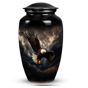 Urna azul vibrante con un detalle de un petirrojo en una rama, que captura la tranquilidad y la belleza de la naturaleza. Disponible a precios de mayorista. - Product Image 6