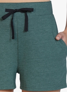 Women's Solid Green Knitted Cotton Shorts Mid Waist <b>Elastic</b> Breathable Casual Regular Fit - Product Image 5
