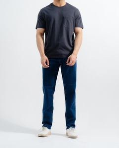 Camiseta casual para hombre de algodón 100% de punto sólido y peso pesado con logotipo personalizado y talla personalizada. - Product Image 2