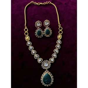 Ensemble de bijoux fins en argent 92,5 de Sangeetha Jewellers, collier en moissanite, 43,5 g - Product Image 1