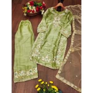 Conjunto de traje de fiesta de diseñador para mujer Trabajo bordado con secuencia - Product Image 3