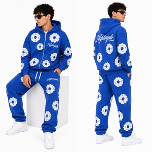 Survêtement personnalisé pour homme avec logo, imprimé floral en relief, broderie 3D, respirant, motif graphique intégral, streetwear, survêtement personnalisé - Product Image 6