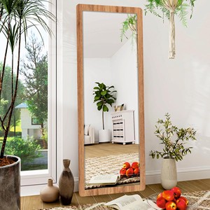 Mango Wood Tall <b>Floor</b> <b>Mirror</b> with LED <b>Stand</b> - Wholesale Home Decor | Aqdus Saleem - Product Image 2