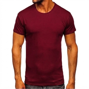Camiseta de Cuello Redondo de Manga Corta para Hombre, Corte Ajustado, Color Sólido, Informal, de Algodón - Product Image 2