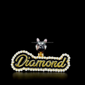 จี้เพชรโมอิสชุบสีเงินและสีทอง925ปรับแต่งได้พร้อมชื่อสุนัขในแบบเฉพาะตัวสร้อยคอประกันตัวเพชรเรืองแสงในที่มืด - Product Image 1