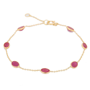 18K Yellow <b>Gold</b> Fine <b>Charm</b> <b>Bracelet</b> with Ruby Gemstone - Product Image 1