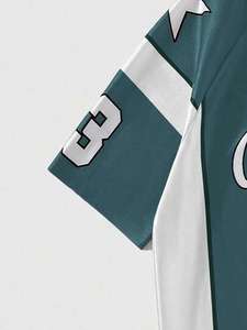 Camiseta Deportiva Vintage OEM Color Verde Azulado, Talla 23, Unisex, Estilo Urbano, Tendencia de Verano, Estilo Americano - Product Image 5