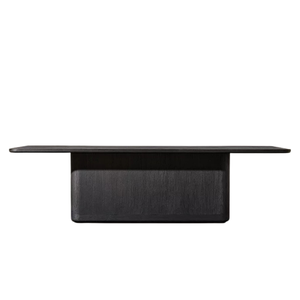 Mesa de Comedor Moderna para Exteriores, Madera de Teca Sólida, Acabado Negro, Forma Rectangular con Base de Soporte Resistente para Terraza y Villa - Product Image 1