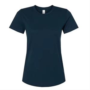 T-shirt personnalisé pour femme, couleur unie, en mélange de coton doux, manches courtes, décontracté, été, prêt à imprimer - Product Image 3