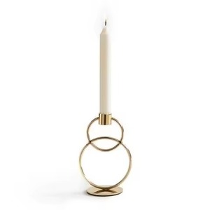 Ensemble de bougeoirs modernes en fer noir avec design de cercles concentriques pour la décoration de la maison - Product Image 4