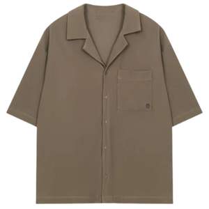 Camisa de hombre con botones, manga corta, estilo casual, corte holgado, para verano, color liso, suministro al por mayor OEM - Product Image 2