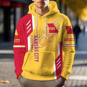 Sudadera con Capucha para Hombre, Diseño de Fútbol Americano Green Bay, Sublimada, con Bolsillo, Color Amarillo - Product Image 5