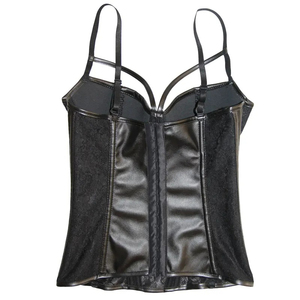Corsé de cuero transpirable de color liso sexy para mujer, faja moldeadora con varillas, top tipo bustier, prenda exterior. - Product Image 5