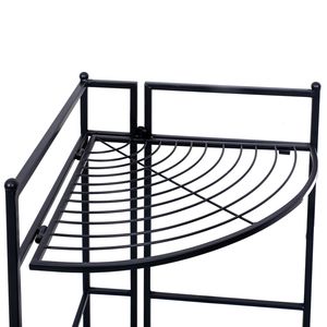 Estante de metal plegable de esquina negro de 3 niveles para almacenamiento y organización en el hogar - Product Image 1