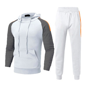 Customized Wholesale Price Color Block <b>Tracksuit</b> Raglan Hoodie Jogger Set Cotton Blend Athletic Sportswear Casual Gym Wear Men - Product Image 5