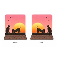Bloc-notes 3D sur pied avec motif chatons mignons au coucher du soleil, design coloré, couleurs personnalisables et vue avant/arrière