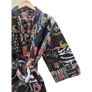 <b>Women's</b> Black Patchwork <b>Kimono</b> Robe Knee Length Three Quarter Sleeve <b>Women</b> Floral Print <b>Kimono</b> Robe gift for her - Product Image 5