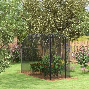Jaula de acero galvanizado negra de 4 x 8 pies con puerta con cremallera, carpa de protección para plantas, malla de jardín - Product Image 2