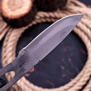 Hoja en bruto de acero de alto carbono para cuchillo de hoja fija personalizado, kit de fabricación de cuchillos de bushcraft DIY, hoja con orificios para pasadores, venta al por mayor - Product Image 5