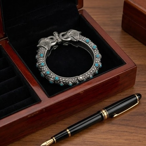 DIVYORO Brass <b>Copper</b> Alloy Oxidized Silver Ethnic Women's Bangle KADA for Anniversary - Product Image 3