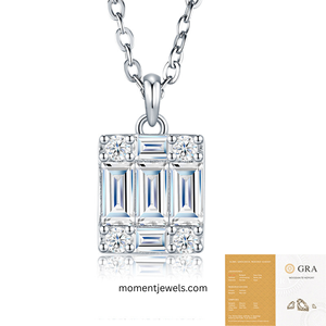 Collier pendentif en argent sterling 925 avec moissanite pour femme, étanche, inaltérable, géométrique carré, bijou ras-du-cou - Product Image 4