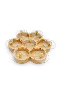 Boîte à épices en bois artisanale avec 7 compartiments, boîte à épices en bois, boîte de rangement pour fruits secs, bonbons, organisateur pour la cuisine, la salle à manger, la maison - Product Image 2