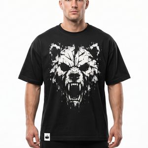 <b>Men's</b> <b>Black</b> T-Shirt Short Sleeve Bear Graphic Print O-Neck Casual Streetwear Design 100% Cotton Jersey T Shirt <b>For</b> Unisex - Product Image 1