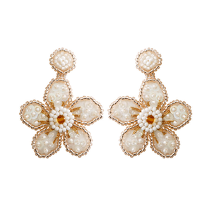 <b>Handmade</b> Bohemian Flower Drop <b>Earrings</b> for Women with Big Seed Beads Sequins Silver Plated New Design by MD HANDICRAFTS - Product Image 4