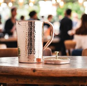 Copper jug set for traditional wellness practice water storage metal set with <b>glasses</b> durable reusable kitchen drinkware - Product Image 3