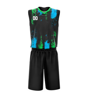 Ensemble de maillot et short de basketball sans manches, respirant et à séchage rapide, 100 % polyester, avec logo personnalisé imprimé de qualité supérieure - Product Image 2