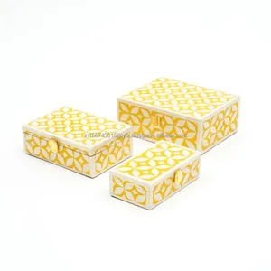 กล่องเครื่องประดับเรซินสีเหลืองฝังด้วยการตกแต่งแบบอีพ็อกซี่ที่เก็บของทำด้วยมือสุดหรูสำหรับแหวนต่างหูและของที่ระลึก - Product Image 3