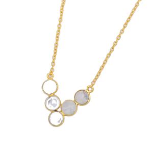 Collares de Plata de Ley 925 con cadena colgante chapada en oro de arcoíris blanco natural estilo bonito acento de lujo - Product Image 1