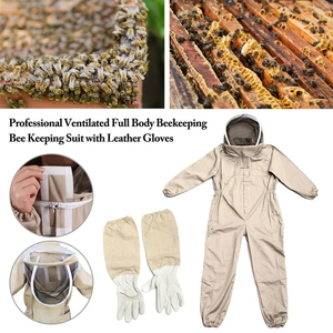 Combinaison d'apiculteur avec capuche et écran facial en maille, beige, coupe régulière, pour l'apiculture - Product Image 5