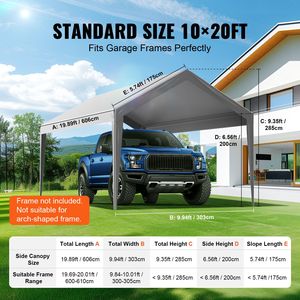Telo di Ricambio per Carport 10x20 piedi, Resistente, Impermeabile, Protezione UV, Facile da Installare, Tenda Superiore per Garage, Riparo per Camion - Product Image 4