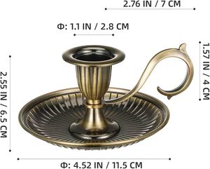 Porte-bougie conique vintage en fer et bronze avec poignée, fait main, pour décoration de table de mariage et de la maison - Product Image 3