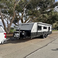 Achetez une caravane de luxe pour voyages en famille, conforme aux normes australiennes, camping-car modulaire en aluminium pour 4 à 6 personnes, avec climatisation et salle de bain.
