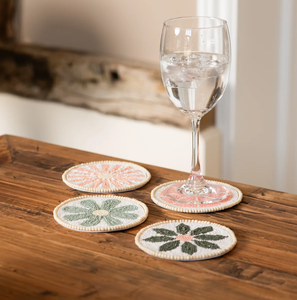 Sous-verres perlés, décoration de table de mariage, décoration de fête, design rouge et blanc de Noël, sets de table - Product Image 3