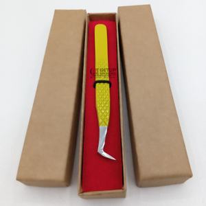 Pinzas de extensión de pestañas de acero inoxidable con recubrimiento de polvo amarillo de volumen ruso, logotipo personalizado, herramientas de belleza, diamante - Product Image 1