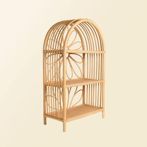 Étagère murale en rotin à fleurs bohèmes, étagère en bambou en forme d'arche faite à la main, bibliothèque pour chambre d'enfant, présentoir flottant écologique pour chambre d'enfant - Product Image 5