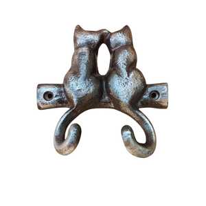 Antique Style <b>Cast</b> Iron Cat Wall Hooks Decorative Double Coat Hook Vintage Metal Animal Hanger for Keys Towels Bags Home Decor - Product Image 1