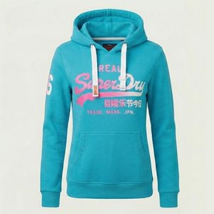 Sweat à capuche turquoise pour femme de haute qualité avec logo personnalisé, séchage rapide, poches et impression frontale du logo, en coton tricoté, idéal pour l'automne - Product Image 1