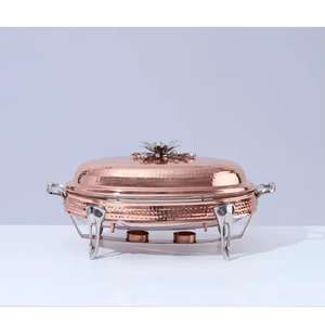 Recipiente para Calentar Comida Tipo Buffet, Redondo, de Acero Inoxidable, Dorado y Plateado, con Tapa Decorativa, para Hostelería y Catering - Product Image 5