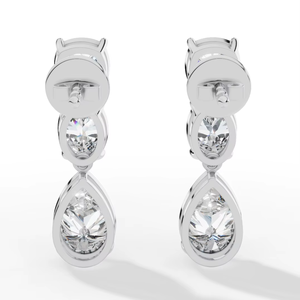 18K Gold Lab Grown <b>Diamond</b> <b>Dangle</b> <b>Earrings</b> | Cushion Oval Pear Cut D-E Color Stones | Luxury Wedding Jewelry Gift for Women - Product Image 6