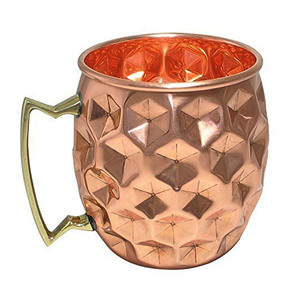 Mug Moscow Mule en cuivre de qualité alimentaire, 16 oz, fait main, martelé, avec doublure en acier inoxydable, pour bar. - Product Image 5